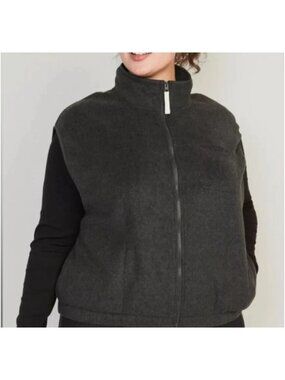 Old Navy Womens Plus Gray Full-Zip Fleece Vest Size 4X